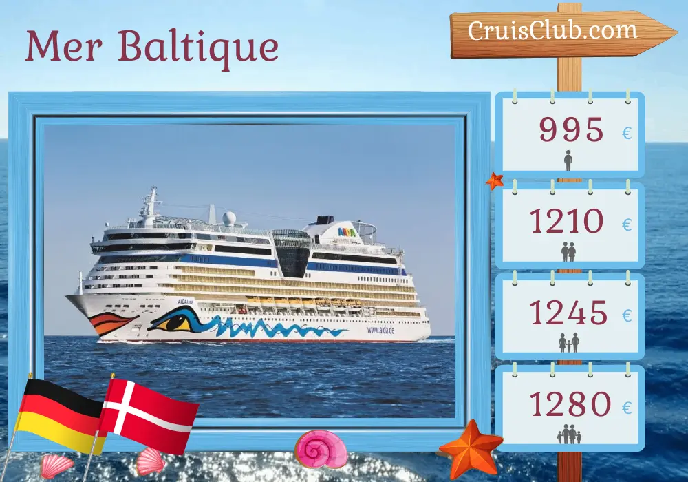 Croisière en mer Baltique depuis Warnemünde à bord du navire AIDAluna avec escales en Allemagne et au Danemark pendant 4 jours