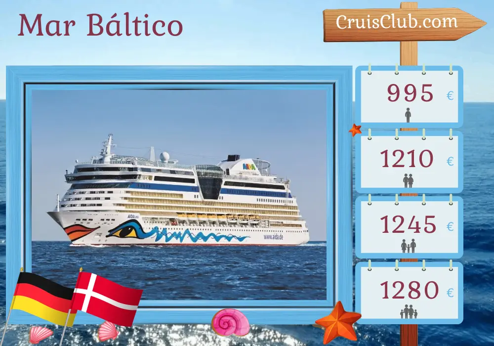 Cruzeiro no Mar Báltico a partir de Warnemünde a bordo do navio AIDAluna com visitas à Alemanha e Dinamarca por 4 dias