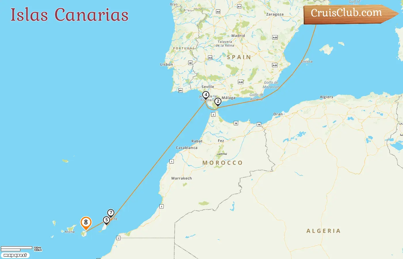 Crucero por las Islas Canarias de Barcelona a Las Palmas a bordo del barco AIDAblu con visitas a España y Gibraltar durante 8 días