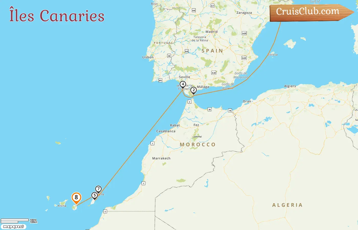 Croisière aux îles Canaries de Barcelone à Las Palmas à bord du navire AIDAblu avec des visites en Espagne et à Gibraltar pendant 8 jours