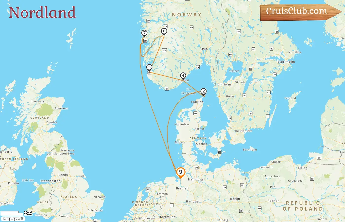 Crucero por el Norte desde Bremerhaven a bordo del barco Artania con visitas a Alemania, Dinamarca y Noruega durante 9 días