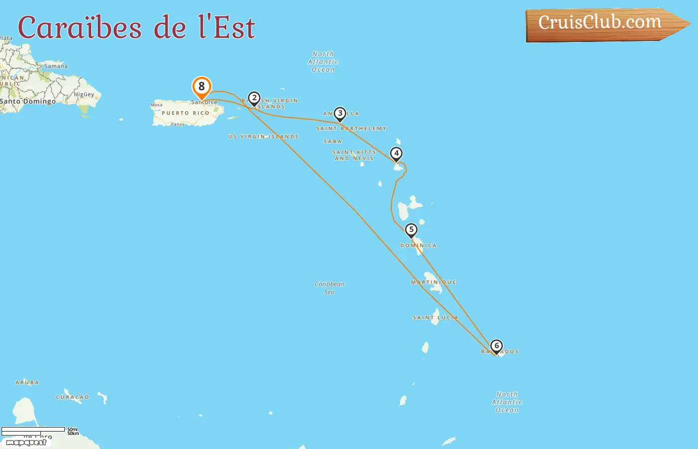 Croisière dans les Caraïbes de l`Est au départ de Saint John à bord du navire Crown Princess avec des escales à Puerto Rico, en Dominique et à la Barbade pendant 8 jours