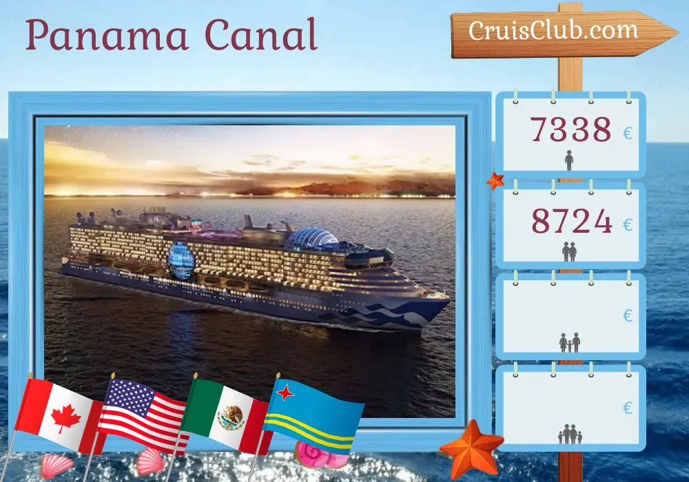 Cruise in the Panama Canal from Vancouver to Fort Lauderdale aboard Star Princess ship with visits to Canada, USA, Mexico, Panama, and Aruba for 24 days