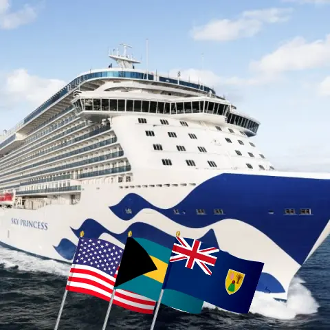 Kreuzfahrt in der Karibik von Port Canaveral / Orlando mit dem Schiff Sky Princess mit Stopps in den USA, den Bahamas, Puerto Rico und der Dominikanischen Republik für 9 Tage