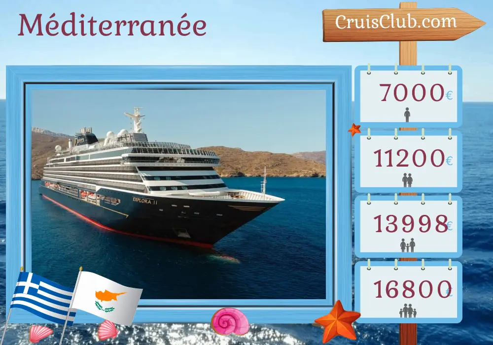 Croisière en Méditerranée au départ du Pirée à bord du navire EXPLORA II avec des visites en Grèce, en Turquie et à Chypre pendant 11 jours