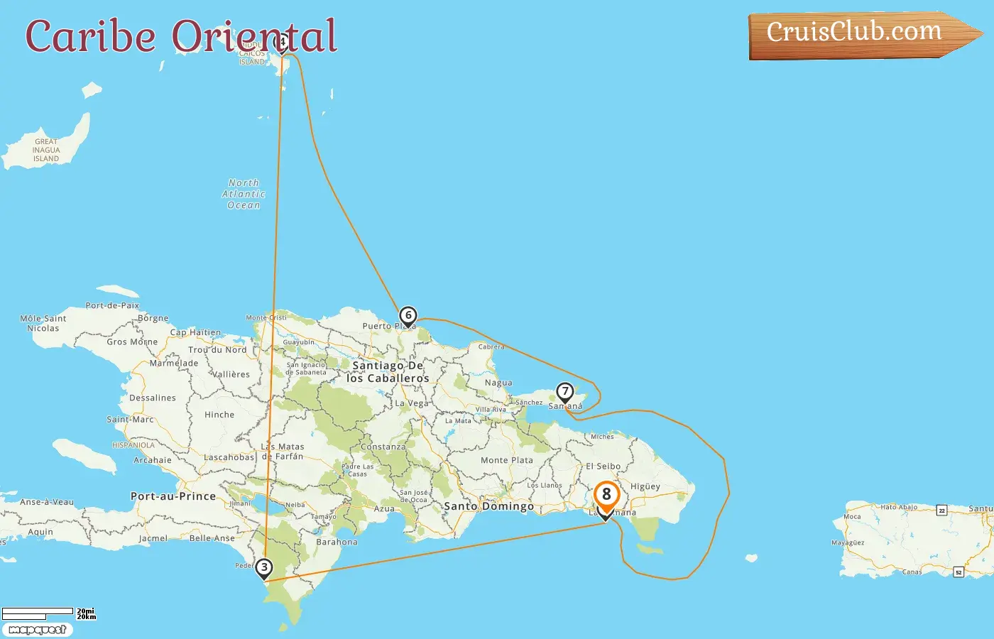 Cruzeiro no Caribe Oriental de La Romana a bordo do navio Costa Pacifica com visitas à República Dominicana por 8 dias