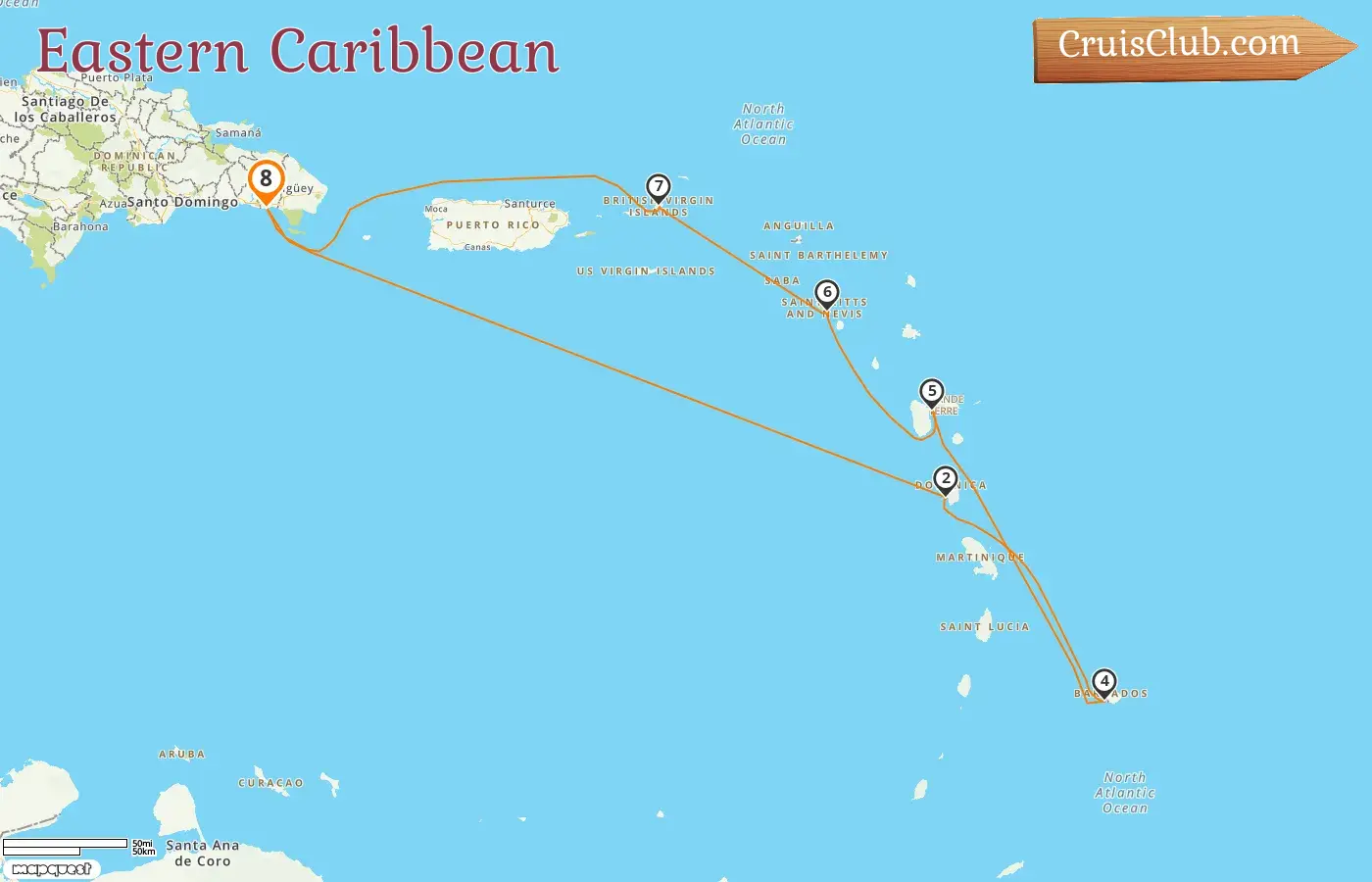 Kreuzfahrt in der östlichen Karibik ab La Romana an Bord des Costa Pacifica Schiffes mit Besuchen von Barbados und Guadeloupe für 8 Tage