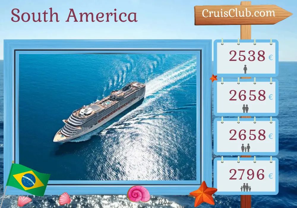 Cruise in the South America from Buenos Aires aboard MSC Fantasia ship with visits to Argentina, Brazil, and Uruguay for 9 days
