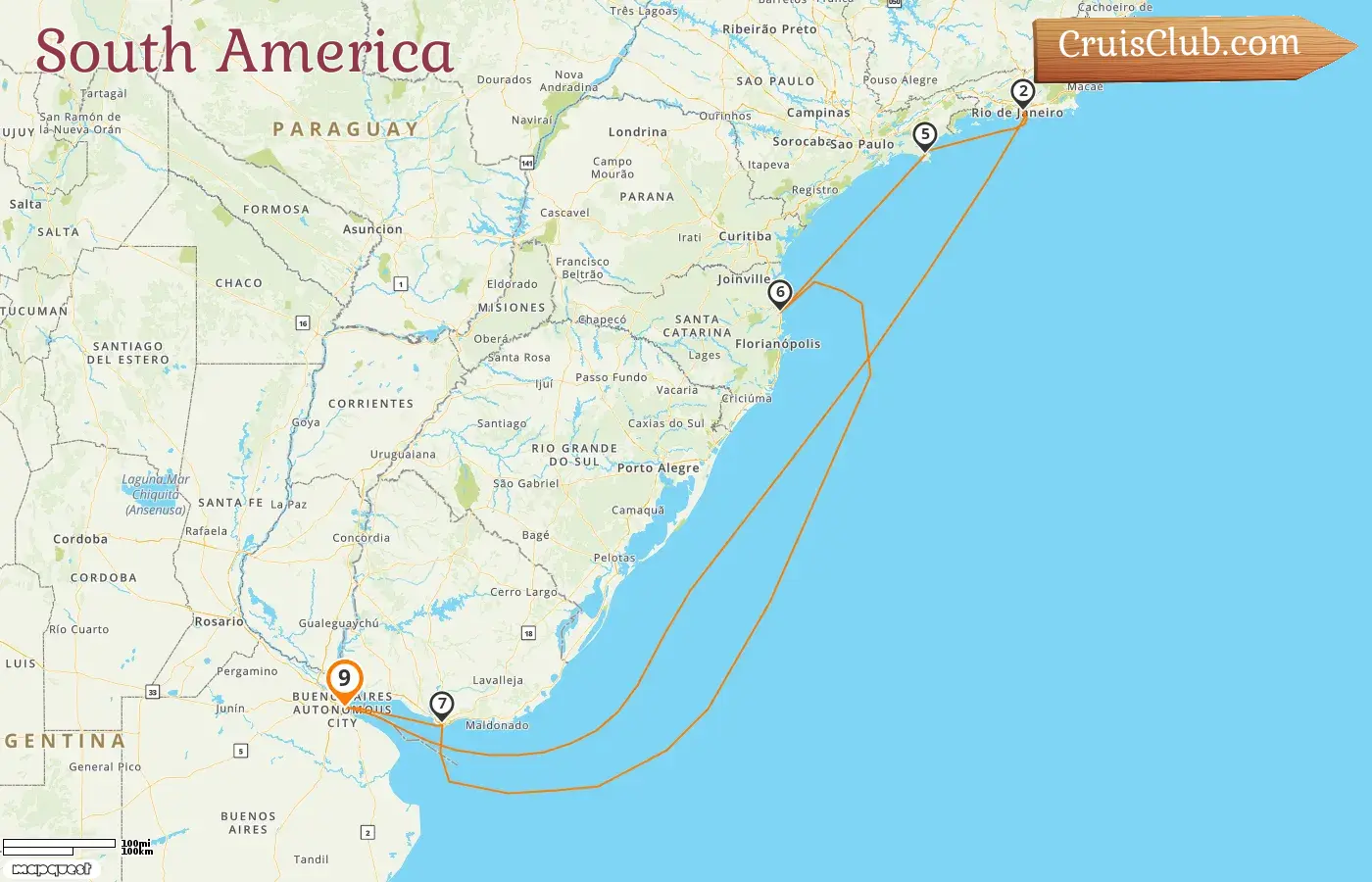 Cruise in the South America from Buenos Aires aboard MSC Fantasia ship with visits to Argentina, Brazil, and Uruguay for 9 days