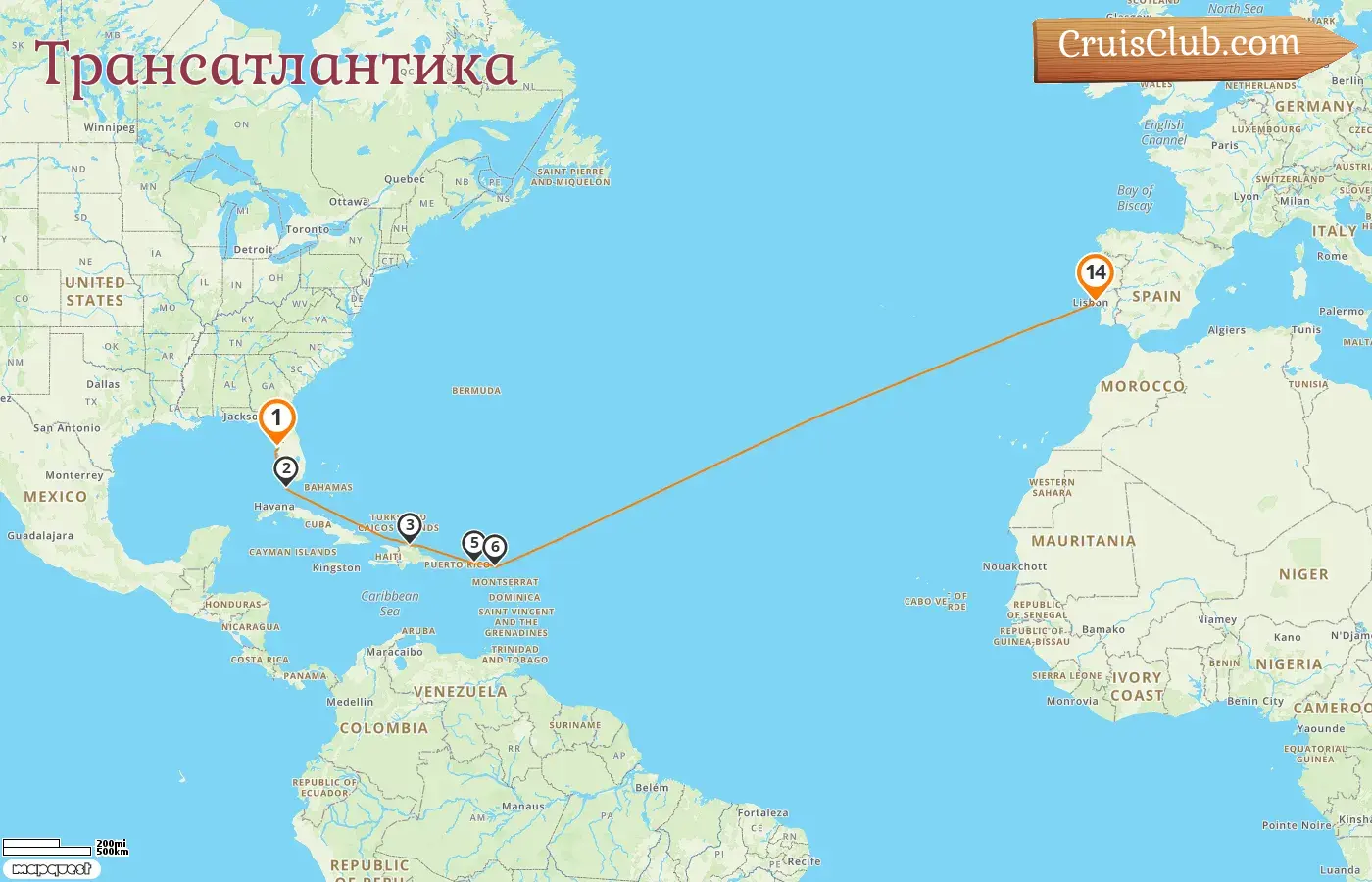Круиз по Трансатлантике из Тампы в Лиссабон на борту судна Norwegian Star с посещением США и Доминиканской Республики продолжительностью 14 дней