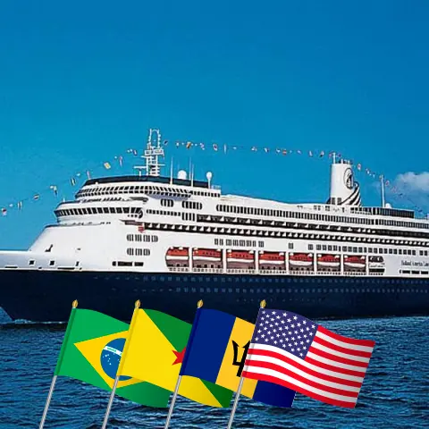 Kreuzfahrt in Südamerika von Buenos Aires nach Fort Lauderdale an Bord des Schiffes Zaandam mit Stopps in Argentinien, Brasilien, Französisch-Guayana, Barbados, Puerto Rico und den USA für 30 Tage