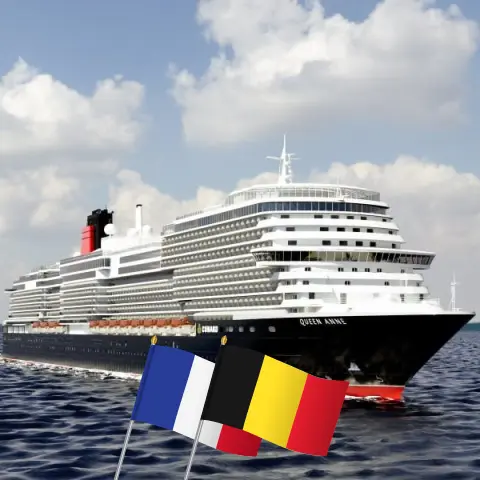 Croisière dans l`ouest de l`Europe au départ de Southampton à bord du navire Queen Anne avec des visites en France et en Belgique pendant 6 jours