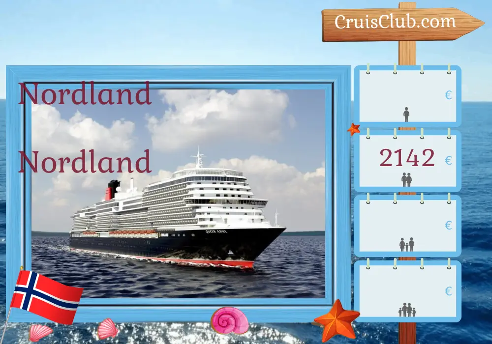 Cruzeiro no Norte a partir de Southampton a bordo do navio Queen Anne com visitas à Noruega por 8 dias