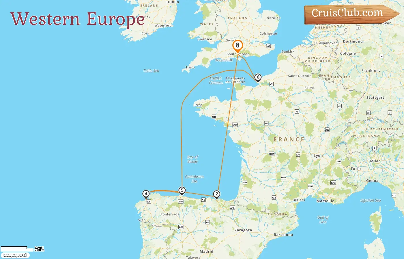 Cruise in the Western Europe from Southampton aboard Queen Anne ship with visits to Spain and France for 8 days