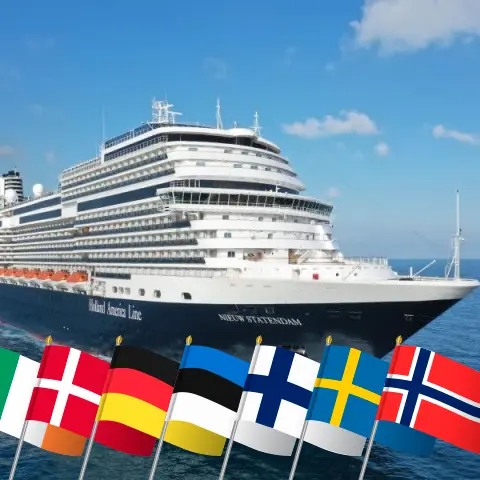 Круиз по Британским островам из Довера на корабле Nieuw Statendam с посещениями Ирландии, Дании, Германии, Эстонии, Финляндии, Швеции и Норвегии на 29 дней