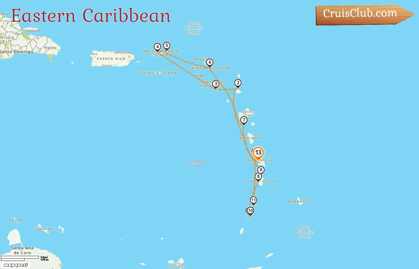 Cruise in the Eastern Caribbean from Fort-de-France aboard Le Lapérouse ship with visits to Saint Kitts and Nevis, British Virgin Islands, Saint Barthélemy, Guadeloupe, Saint Lucia, Saint Vincent and the Grenadines, and Martinique for 13 days