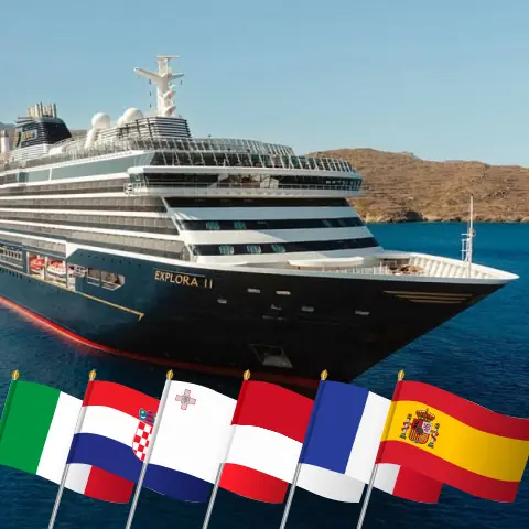 Kreuzfahrt im Mittelmeer von Fusina nach Barcelona an Bord des Schiffes EXPLORA II mit Besuchen in Italien, Kroatien, Malta, Monaco, Frankreich und Spanien für 11 Tage