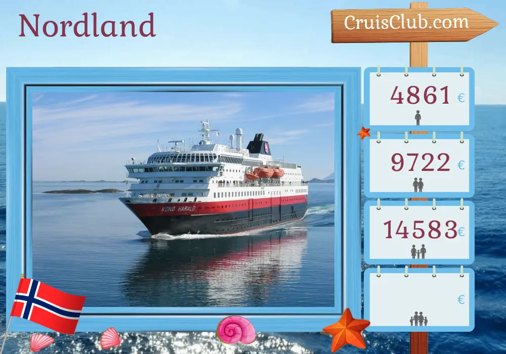 Crucero por el Norte desde las Montañas a bordo del barco Kong Harald con visitas a Noruega durante 12 días
