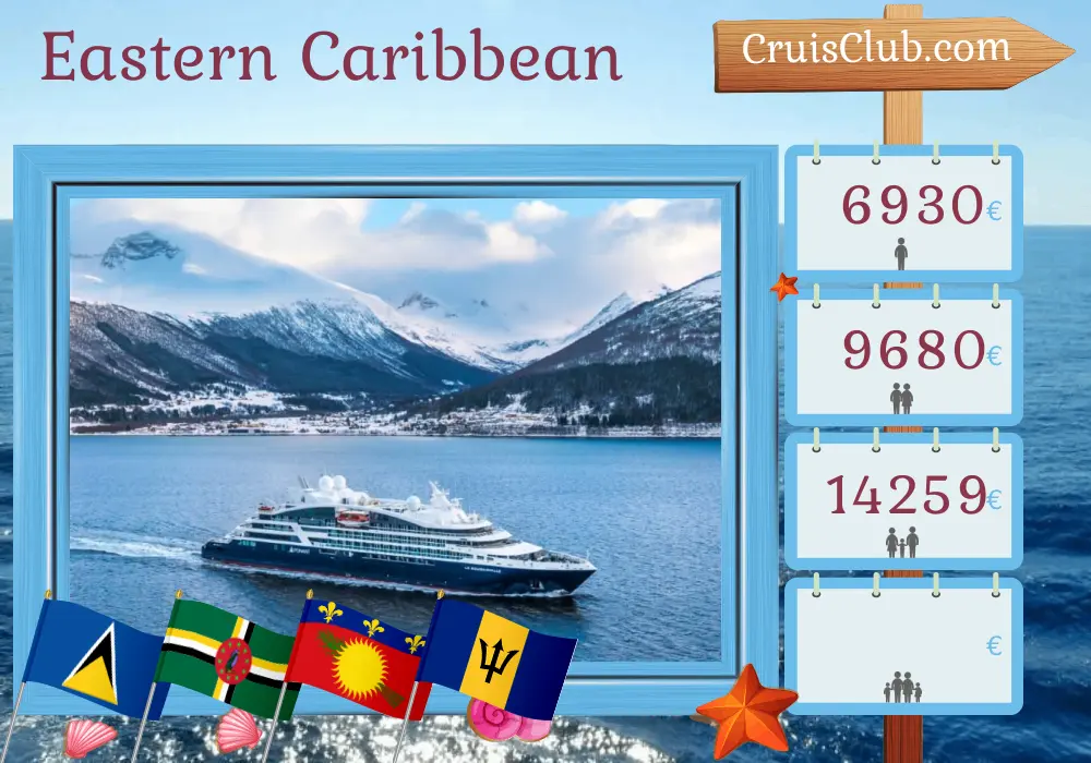 Kreuzfahrt in der östlichen Karibik ab St. Lucia an Bord des Schiffes Le Bougainville mit Stopps in Saint Lucia, Dominica, Guadeloupe, Saint Vincent und den Grenadinen sowie Barbados für 8 Tage