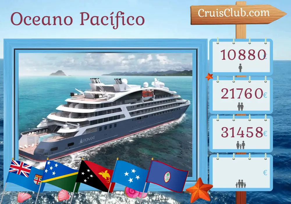Cruzeiro no Sul do Pacífico de Lautoka para Guam a bordo do navio Le Jacques Cartier com visitas a Fiji, Vanuatu, Papua Nova Guiné, Micronésia e Guam por 17 dias