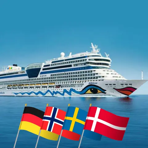 Croisière dans la mer Baltique au départ de Warnemünde à bord du navire AIDAmar avec escales en Allemagne, en Norvège, en Suède et au Danemark pendant 6 jours
