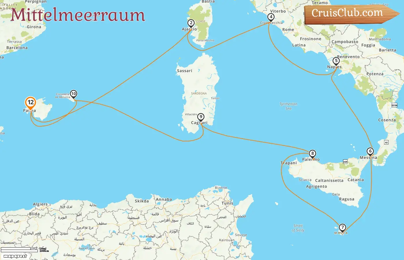 Kreuzfahrt im Mittelmeer ab Palma an Bord des Schiffes AIDAstella mit Stopps in Spanien, Frankreich, Italien und Malta für 12 Tage