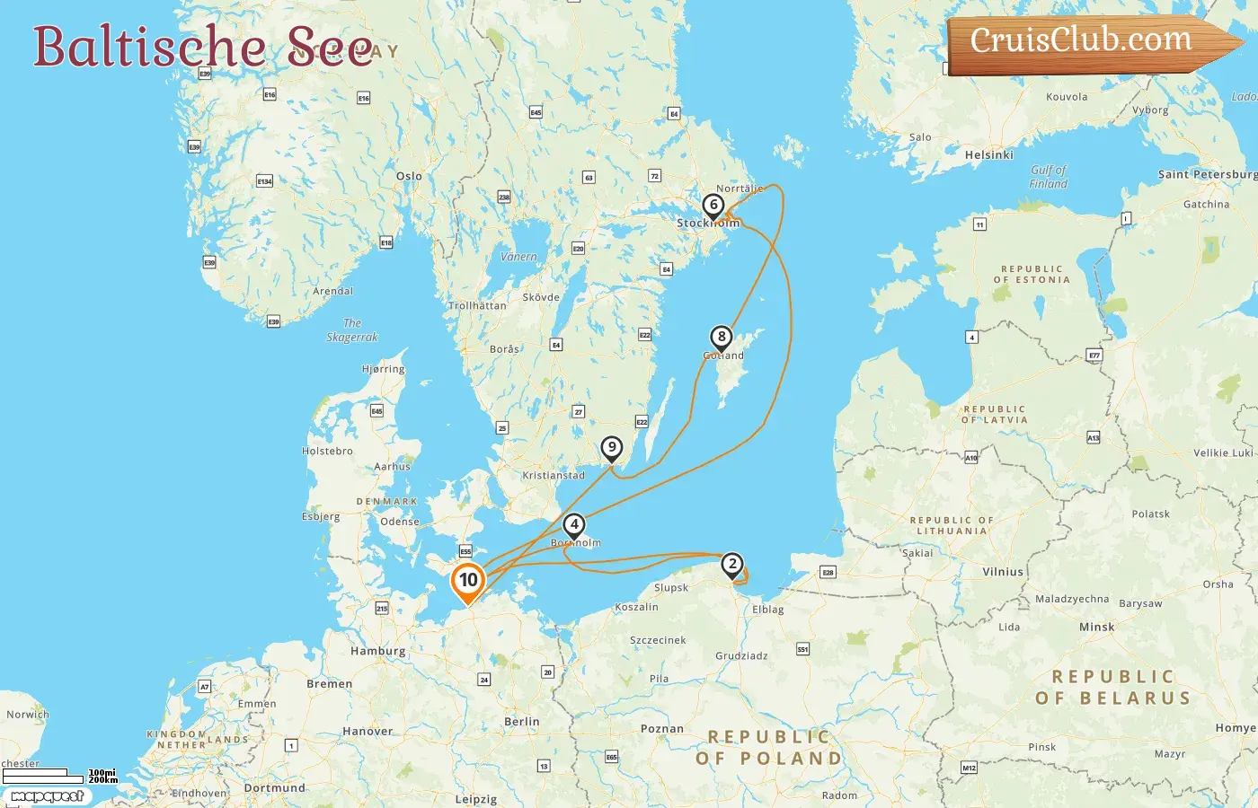 Kreuzfahrt in der Ostsee ab Warnemünde an Bord des Schiffes AIDAmar mit Besuchen in Deutschland, Polen, Dänemark und Schweden für 10 Tage