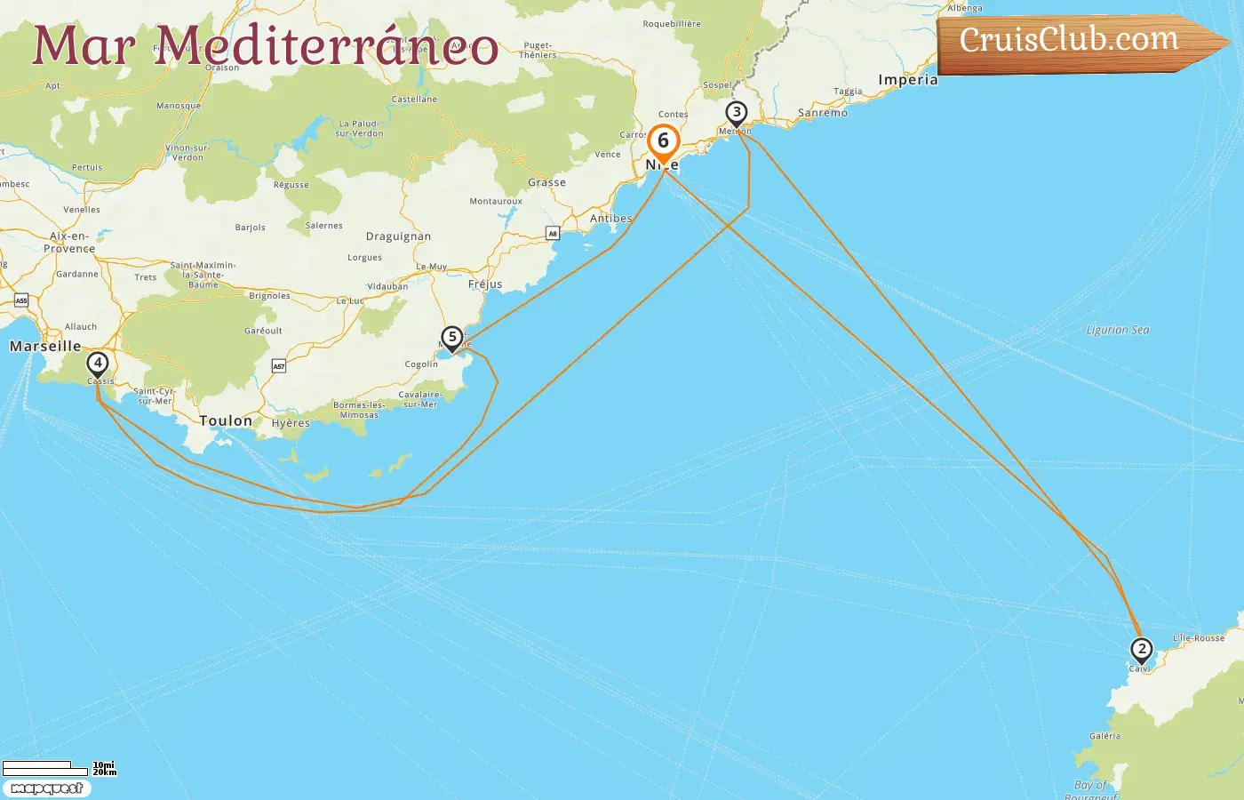 Crucero por el Mediterráneo desde Niza a bordo del barco Le Bougainville con visitas a Francia y Mónaco durante 6 días