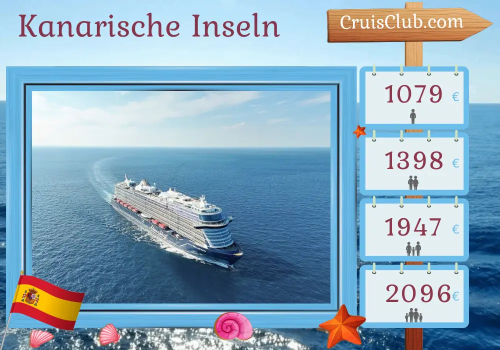 Kreuzfahrt auf den Kanarischen Inseln ab Santa Cruz de Tenerife an Bord des Mein Schiff Relax-Schiffs mit Stopps in Spanien und Marokko für 8 Tage