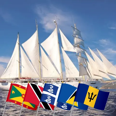 Crucero por el Caribe Oriental desde San Jorge a bordo del barco Star Clipper con visitas a Granada, Trinidad y Tobago, San Vicente y las Granadinas, Martinica, Santa Lucía y Barbados durante 12 días