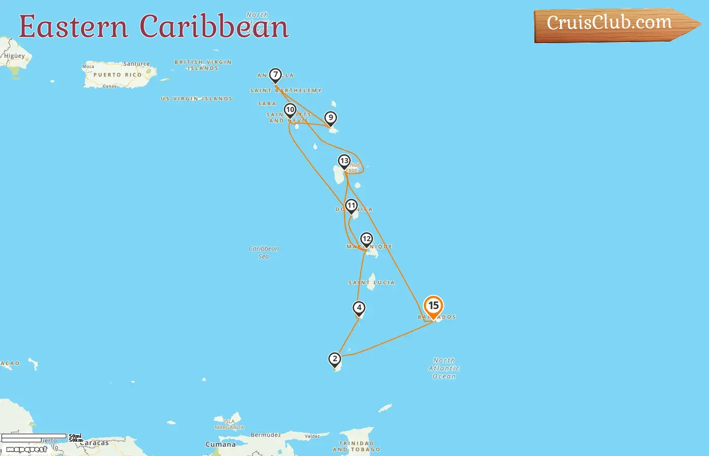 Cruise in the Eastern Caribbean from Bridgetown aboard MSC Seaview ship with visits to Barbados, Grenada, Saint Vincent and the Grenadines, and Guadeloupe for 15 days