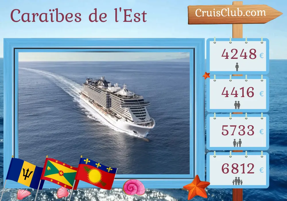Croisière dans les Caraïbes orientales au départ de Bridgetown à bord du navire MSC Seaview avec des visites à la Barbade, la Grenade, Saint-Vincent et les Grenadines, et la Guadeloupe pendant 15 jours