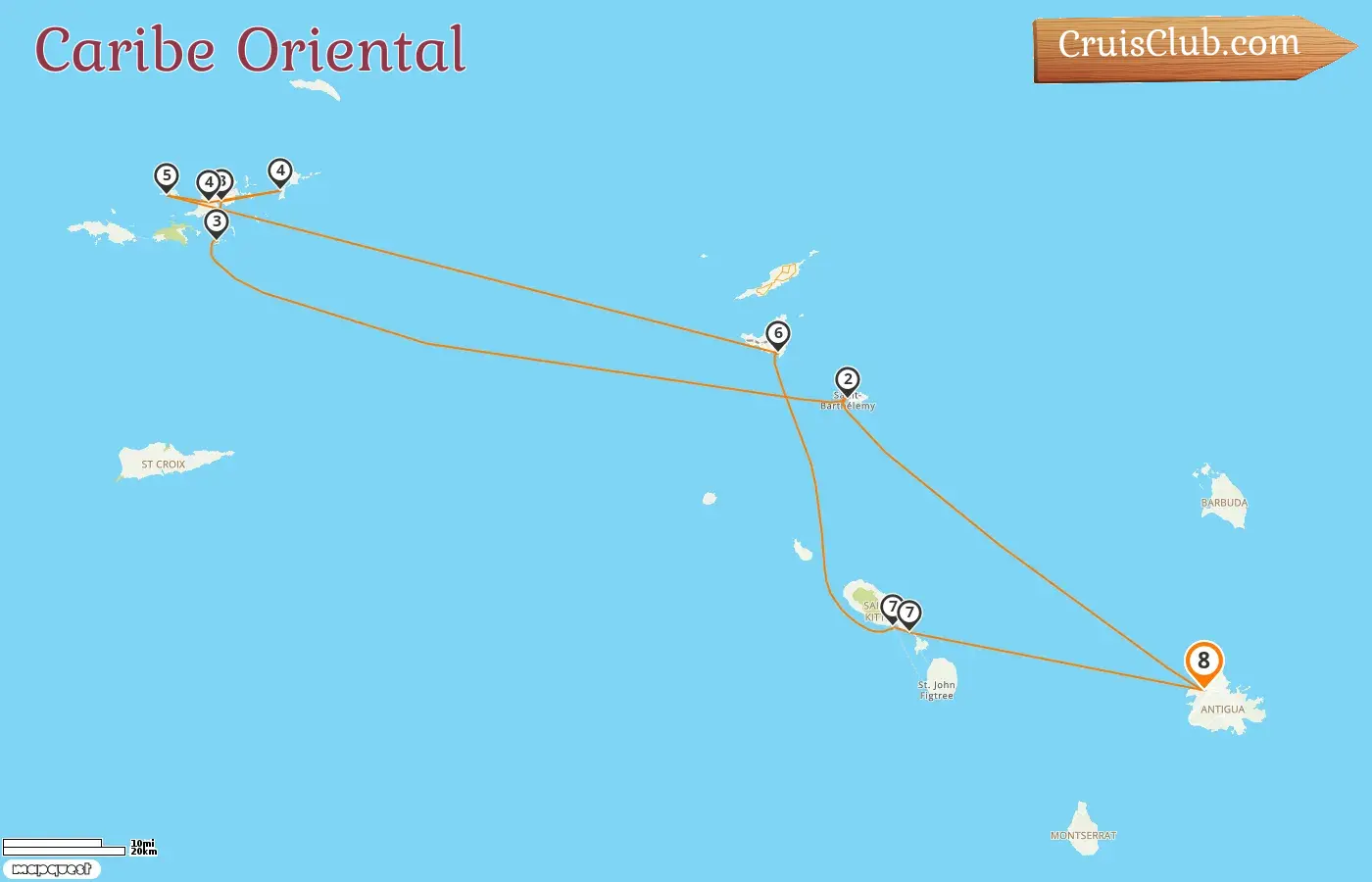 Crucero en el Caribe Oriental desde St. John`s a bordo del barco Star Clipper con visitas a Saint Barthélemy, Islas Vírgenes Británicas y San Cristóbal y Nieves por 8 días