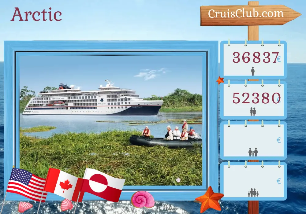 Cruise in the Arctic from Anchorage / Anchorage to Kangerlussuaq aboard HANSEATIC spirit ship with visits to USA, Canada, and Greenland for 30 days