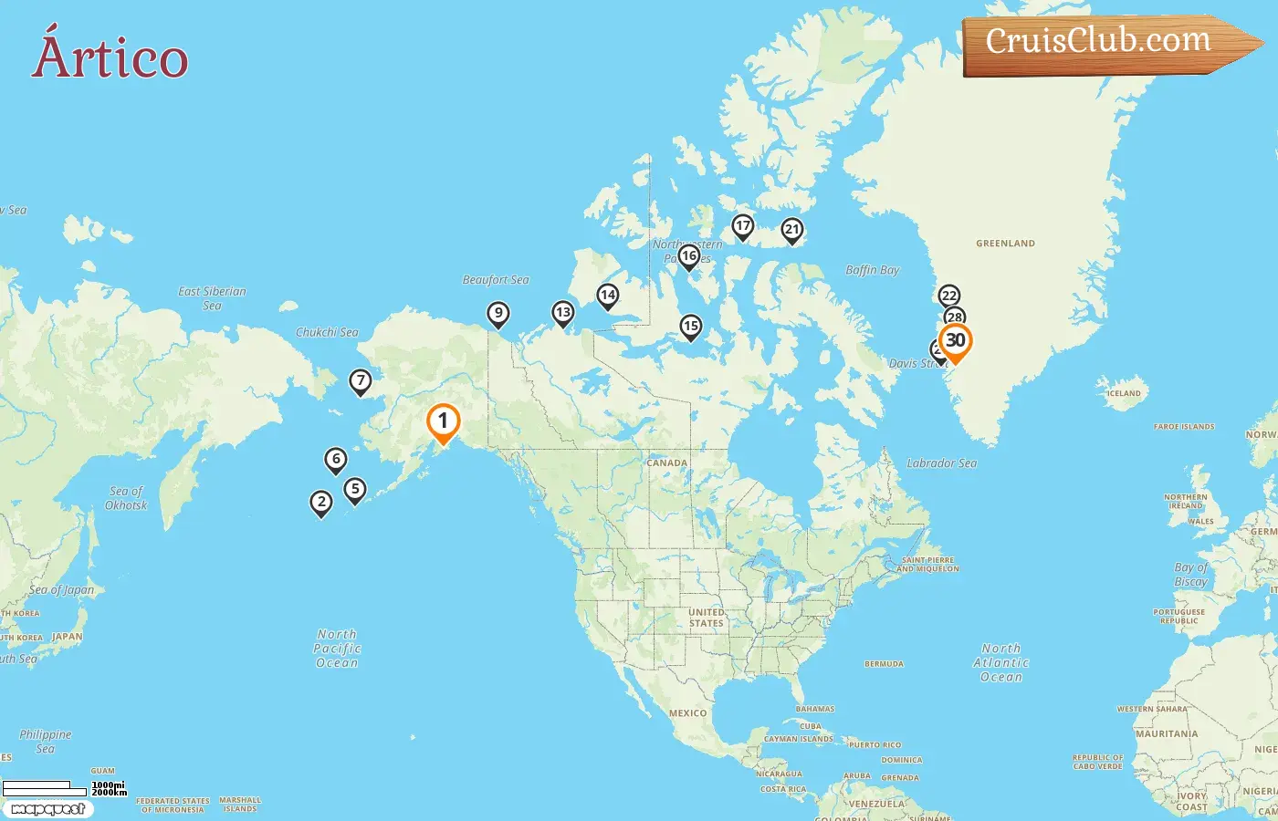 Cruzeiro no Ártico de Anchorage / Ancoragem para Kangerlussuaq a bordo do navio HANSEATIC spirit com visitas aos EUA, Canadá e Groenlândia por 30 dias