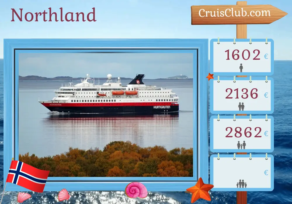 Cruise in the Northland from Kirkenes to Mountains aboard Nordnorge ship with visits to Norway for 6 days