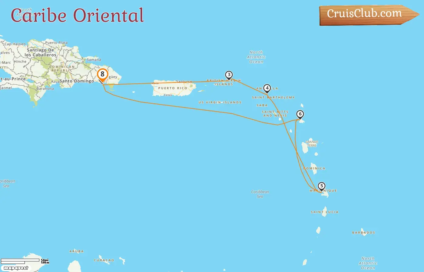 Cruzeiro no Caribe Oriental de La Romana a bordo do navio MSC Opera com visitas à República Dominicana e Ilhas Virgens Britânicas por 8 dias