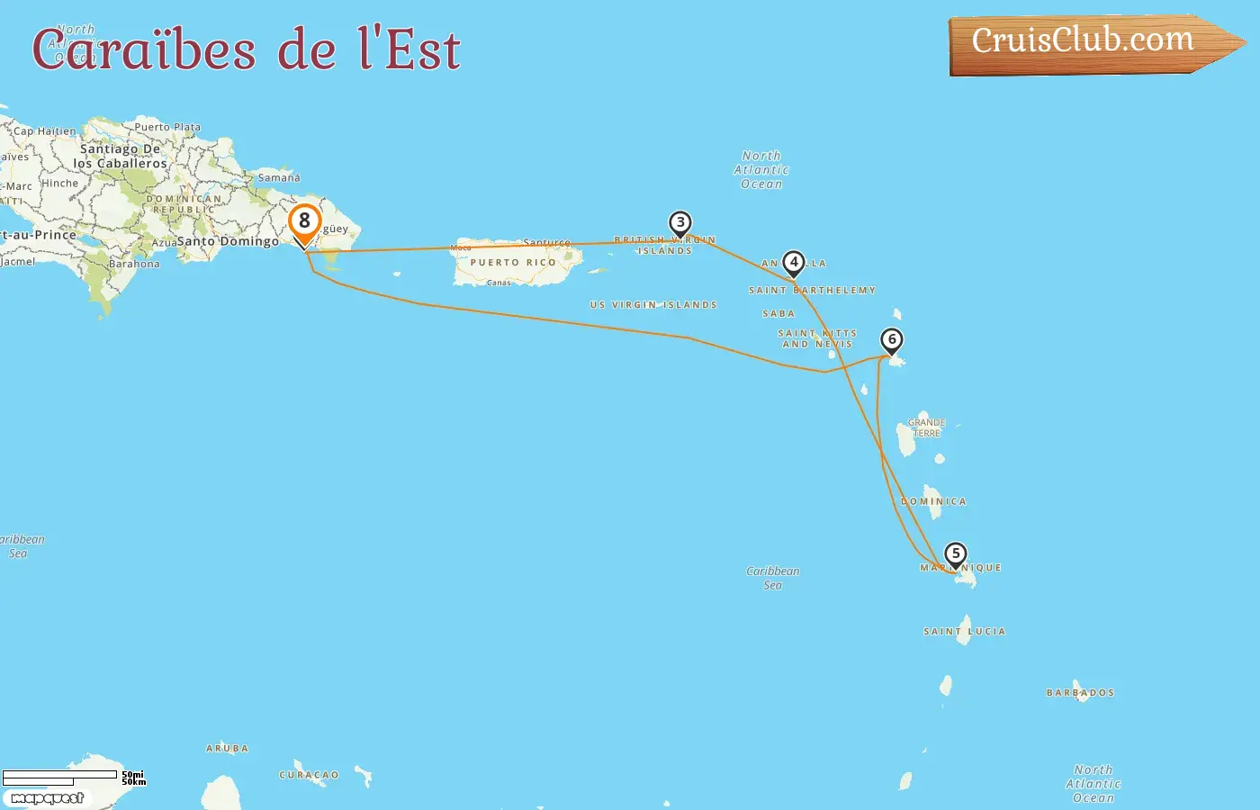 Croisière dans les Caraïbes de l`Est au départ de La Romana à bord du navire MSC Opera avec des visites en République dominicaine et aux îles Vierges britanniques pendant 8 jours