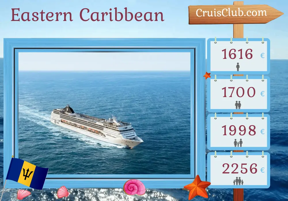 Cruise in the Eastern Caribbean from La Romana aboard MSC Opera ship with visits to Dominican Republic and Barbados for 8 days