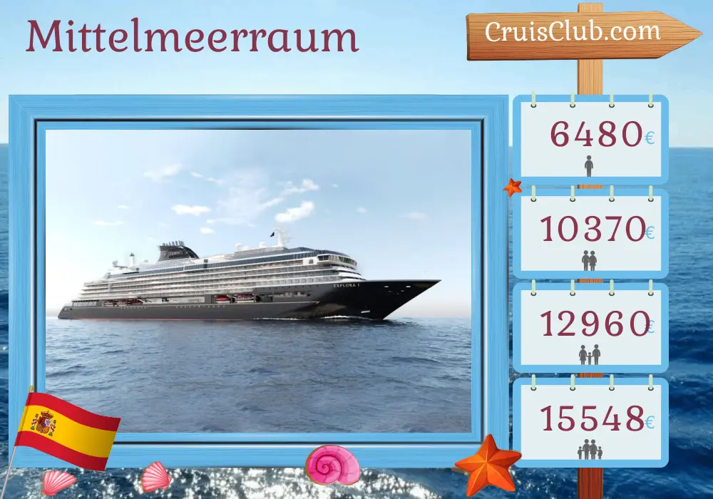 Kreuzfahrt im Mittelmeer ab Barcelona an Bord des Schiffes EXPLORA I mit Besuchen in Spanien und Marokko für 11 Tage