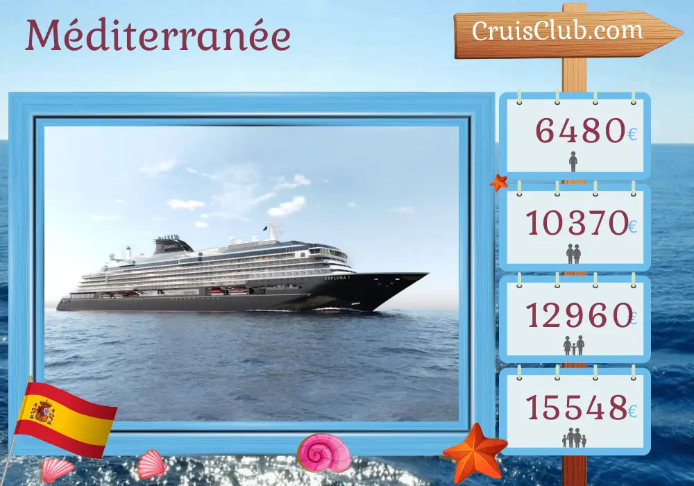 Croisière en Méditerranée au départ de Barcelone à bord du navire EXPLORA I avec des visites en Espagne et au Maroc pendant 11 jours