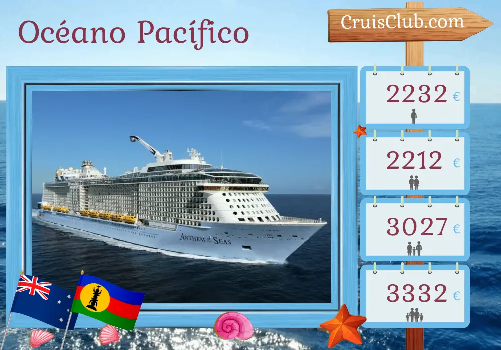 Crucero en el Océano Pacífico desde Sídney a bordo del barco Anthem of the Seas con visitas a Australia, Nueva Caledonia y Vanuatu durante 10 días