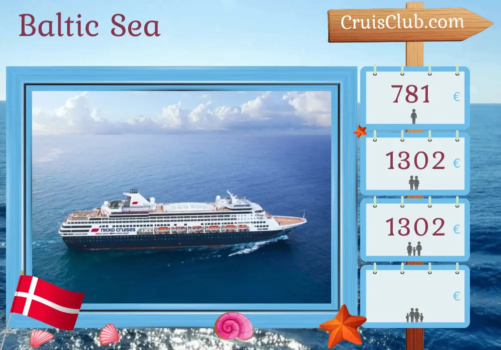 Cruise in the Baltic Sea from Kiel aboard Vasco da Gama ship with visits to Denmark for 4 days