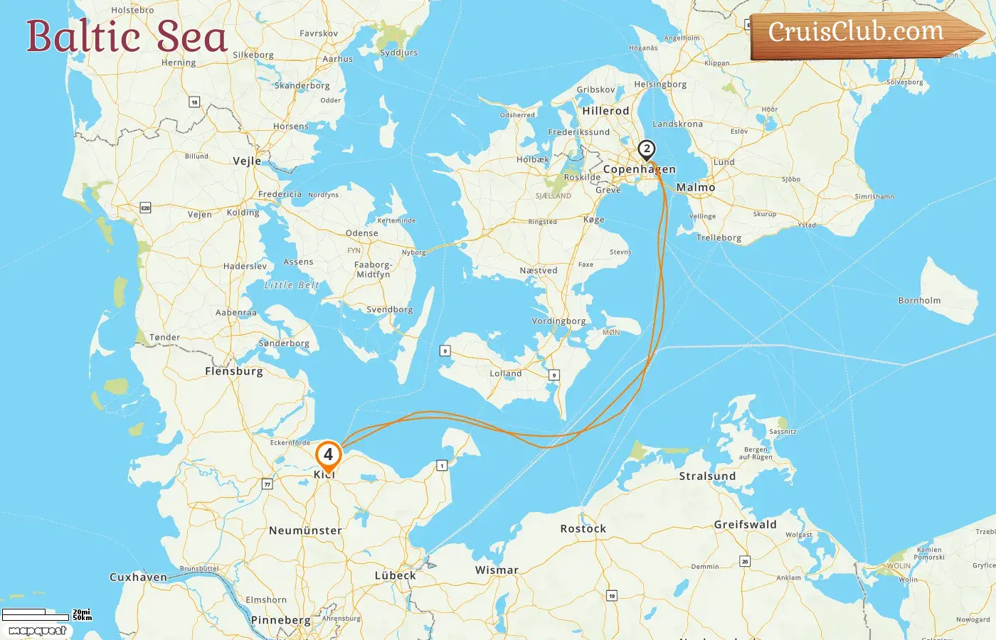 Cruise in the Baltic Sea from Kiel aboard Vasco da Gama ship with visits to Denmark for 4 days