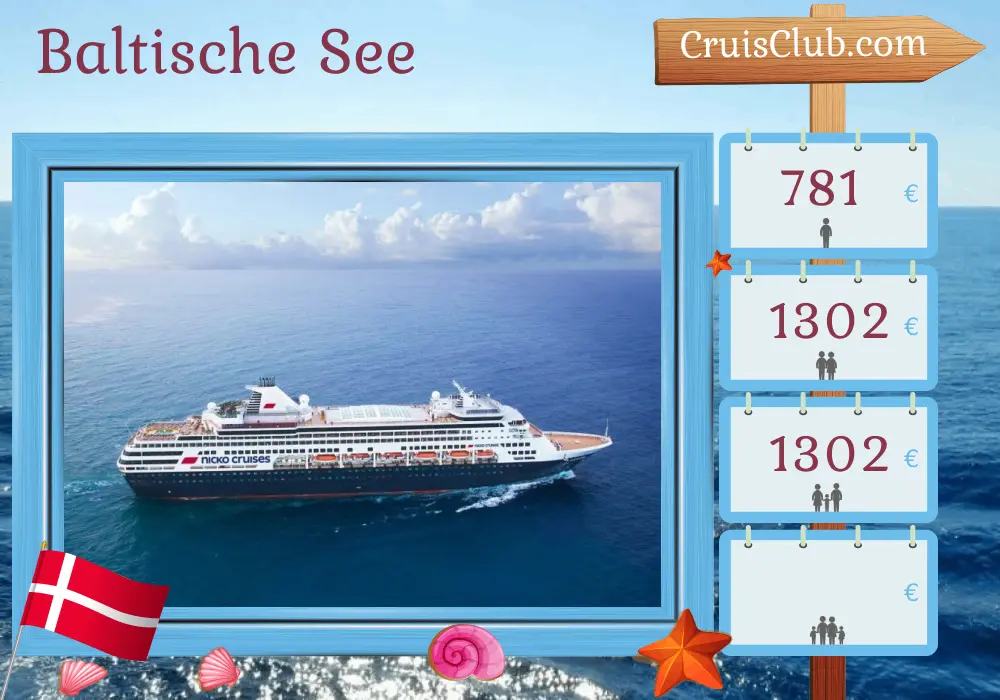 Kreuzfahrt in der Ostsee ab Kiel an Bord des Schiffes Vasco da Gama mit Besuchen in Dänemark für 4 Tage