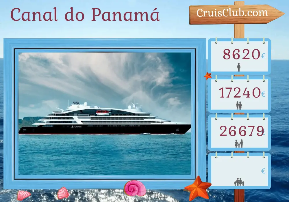 Cruzeiro no Canal do Panamá de Christopher para Puntarenas a bordo do navio Le Bellot com visitas ao Panamá e Costa Rica por 11 dias