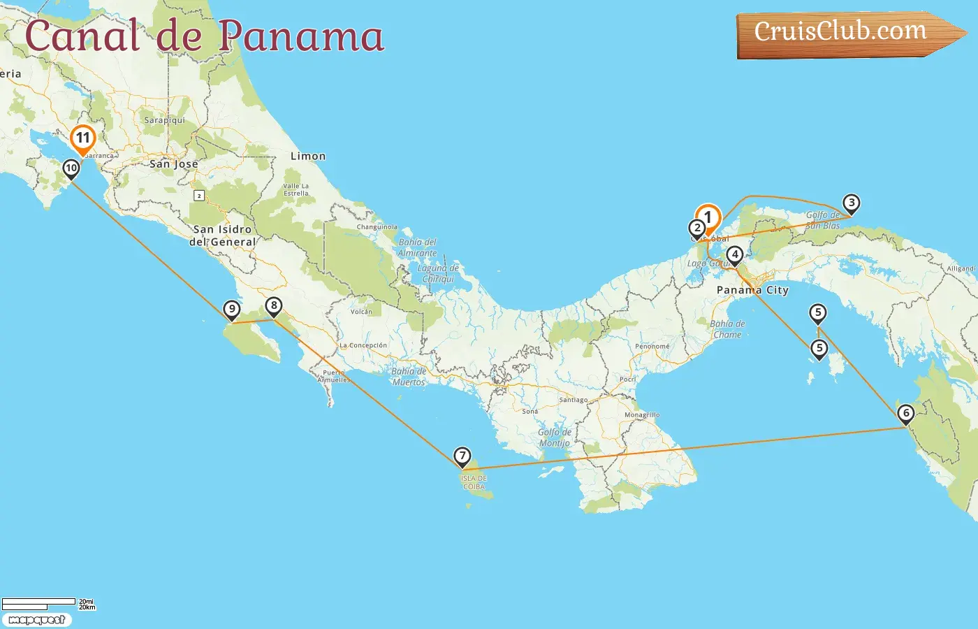Croisière dans le canal de Panama de Christopher à Puntarenas à bord du navire Le Bellot avec des visites au Panama et au Costa Rica pendant 11 jours