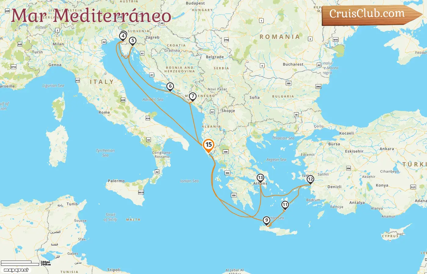 Crucero en el Mediterráneo desde Corfú a bordo del barco AIDAblu con visitas a Grecia, Italia, Eslovenia, Croacia, Montenegro y Turquía durante 15 días