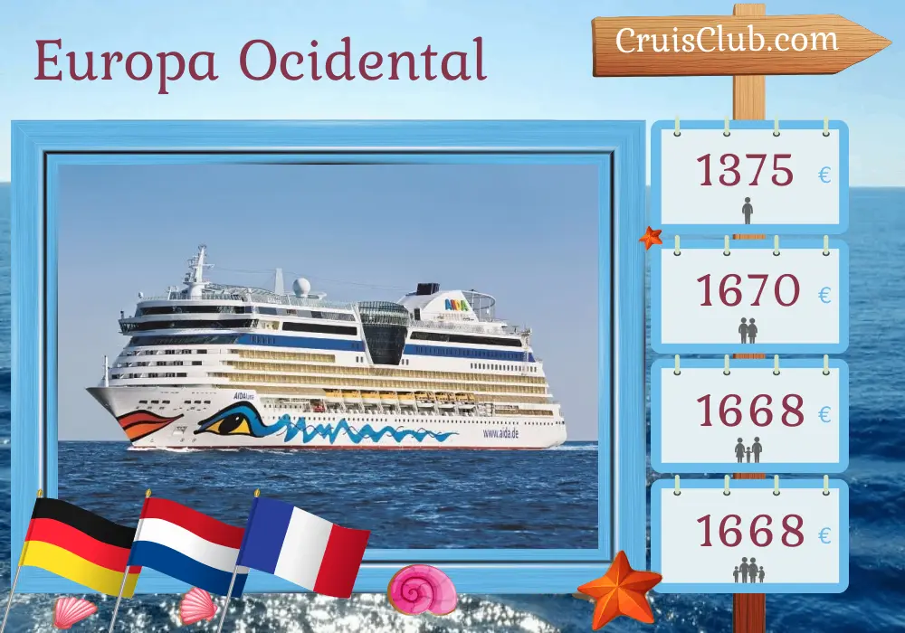 Cruzeiro no Oeste da Europa a partir de Hamburgo a bordo do navio AIDAluna com visitas à Alemanha, Países Baixos e França por 6 dias