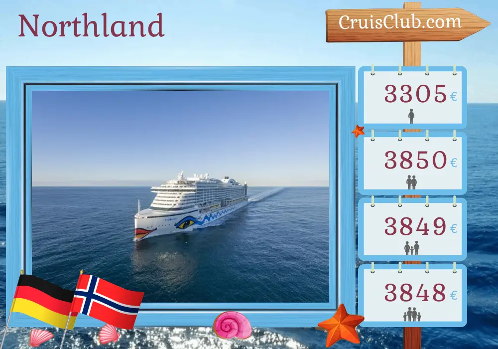 Cruise in the Northland from Hamburg aboard AIDAprima ship with visits to Germany and Norway for 12 days